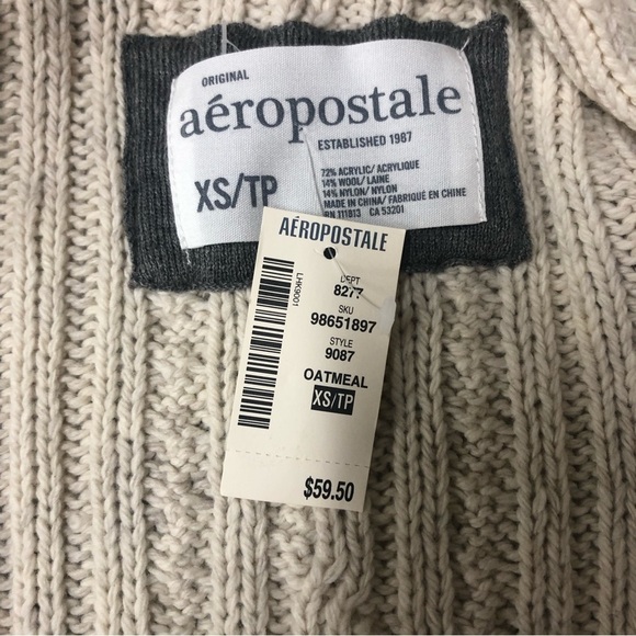 Aeropostale Cream Cable Knit Sweater NWT - Picture 3 of 5